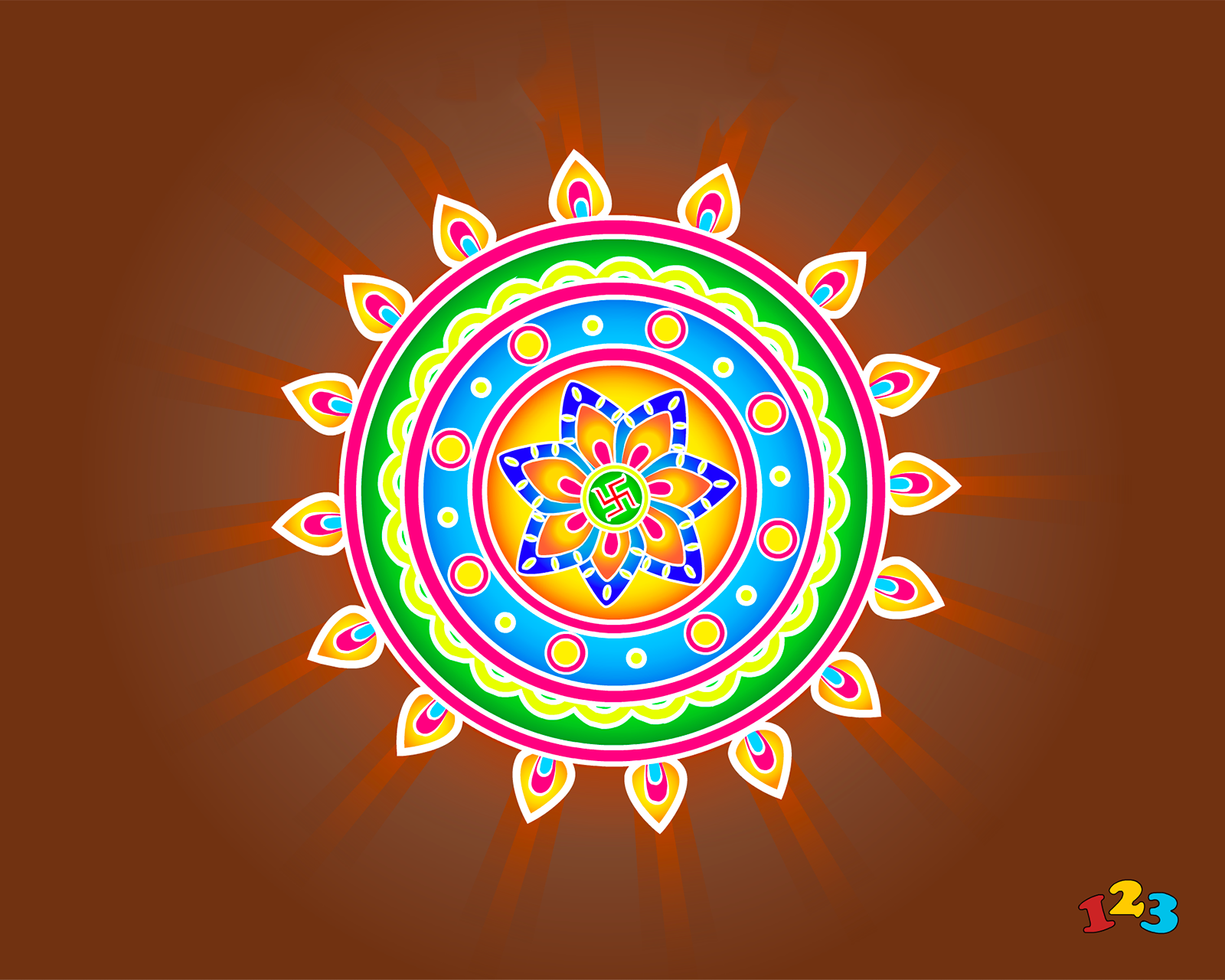 Rangoli drawing Diwali send free eCards from