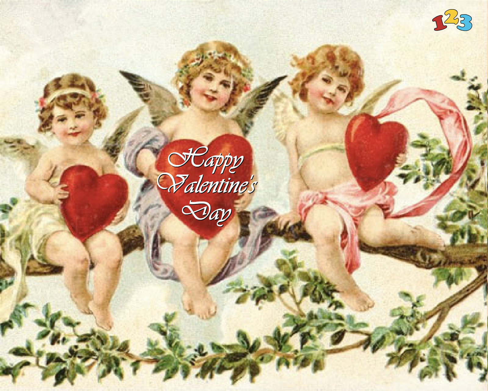 Three little angels - Valentine's Day - send free eCards from 123cards.com