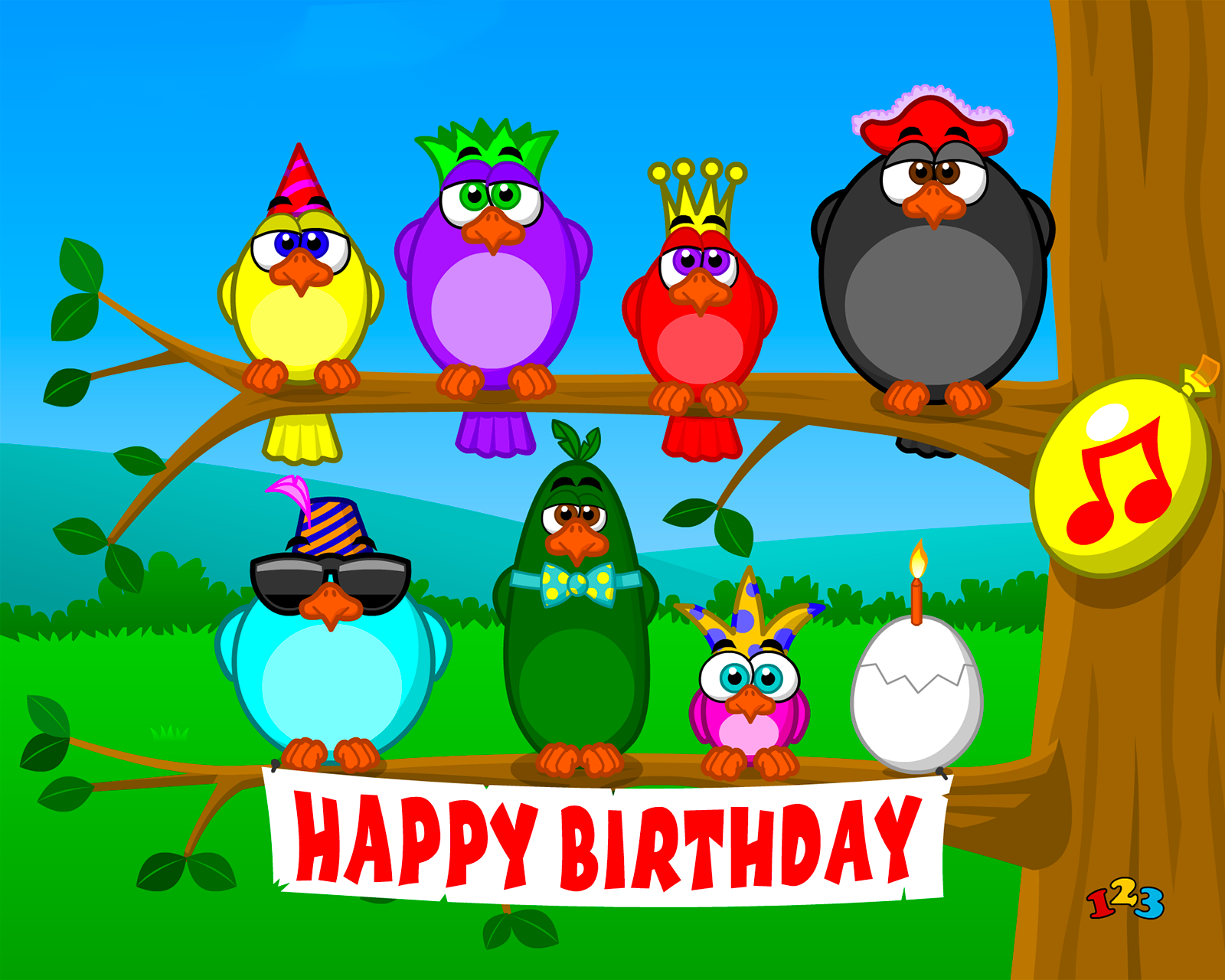 Singing birds - Birthday - send free eCards from 123cards.com