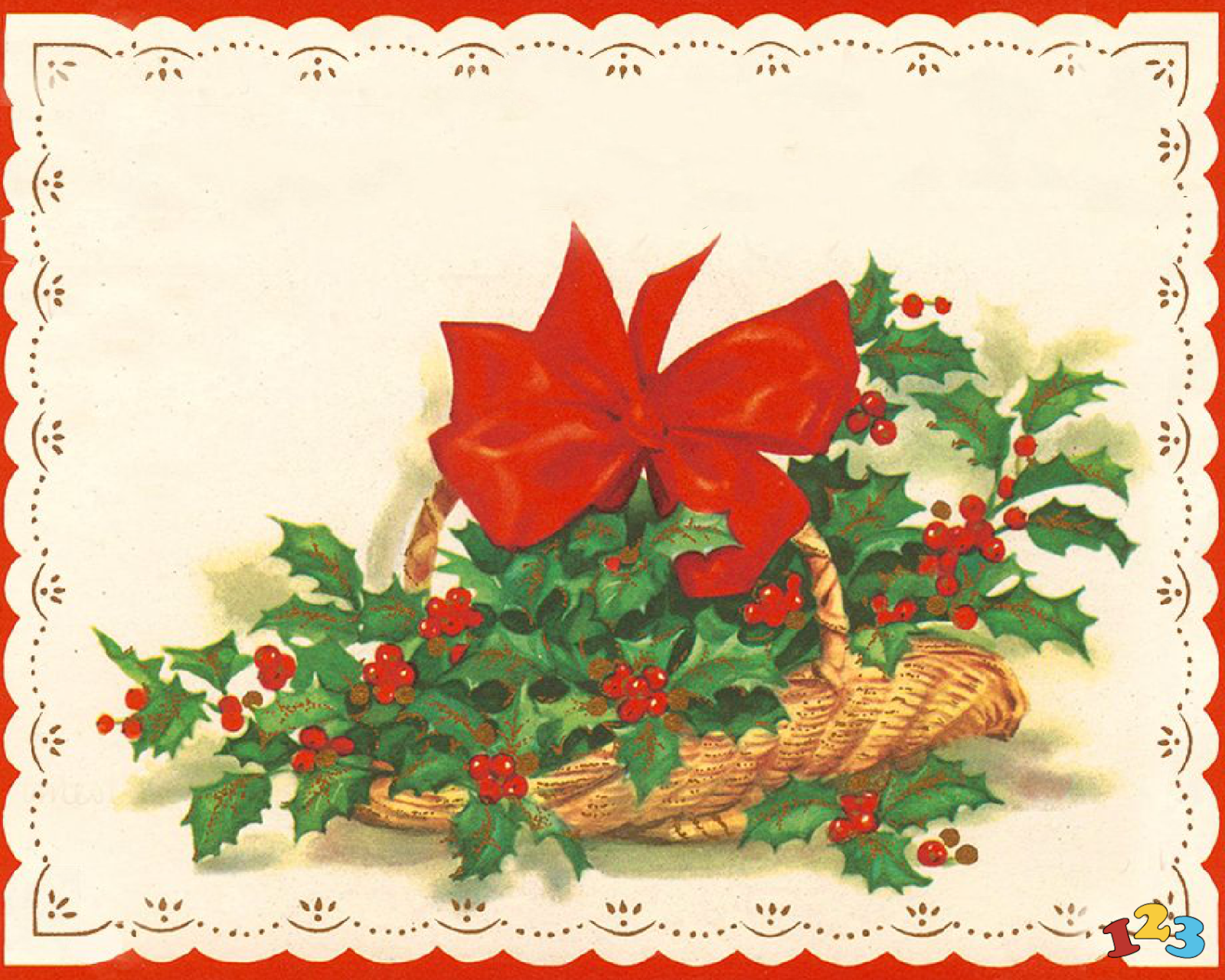 Holly in a basket - Christmas - send free eCards from 123cards.com