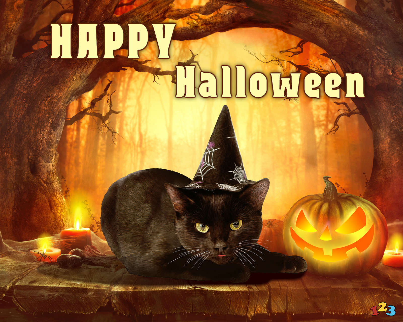 Black cat - Halloween - send free eCards from 123cards.com