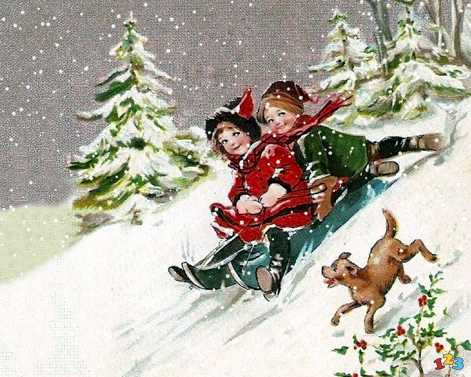 Sledding - Christmas - send free eCards from 123cards.com
