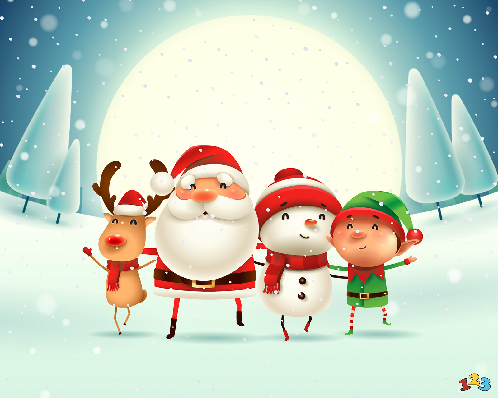 Santa and friends - Christmas - send free eCards from 123cards.com