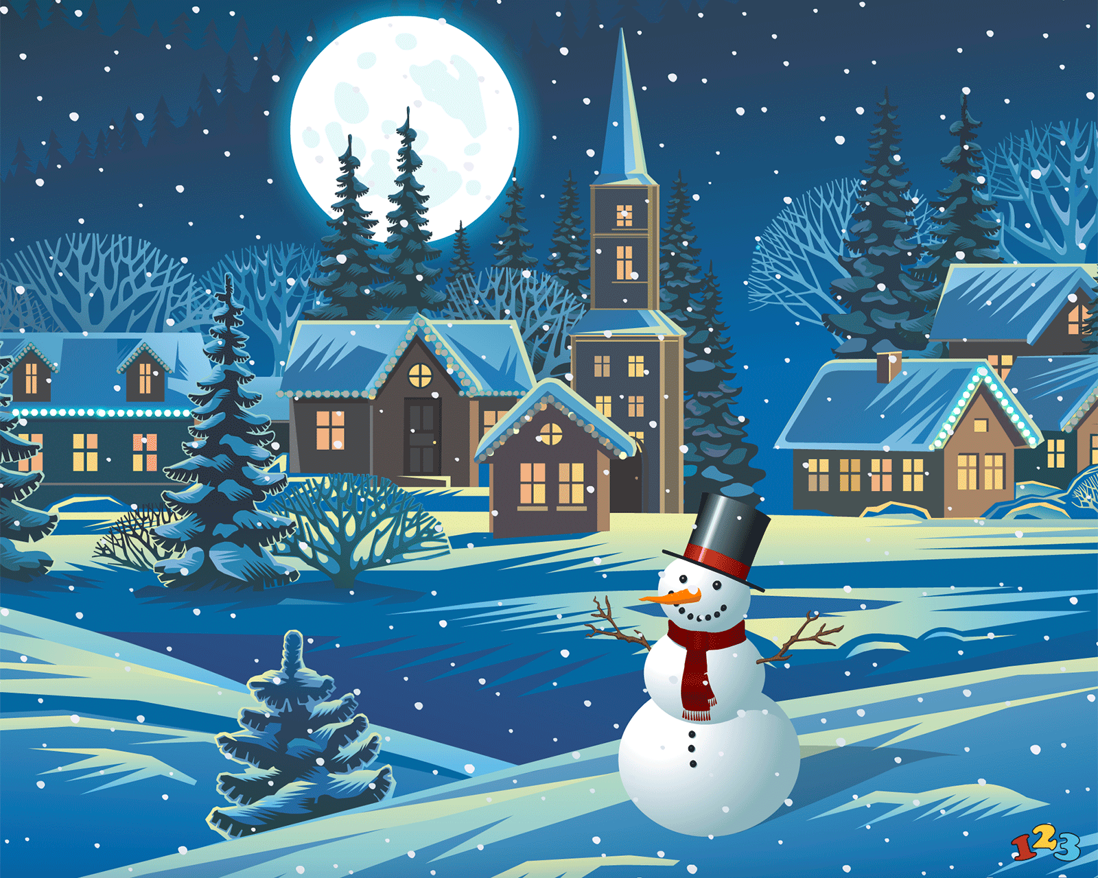 Happy snowman - Happy Holidays - send free eCards from 123cards.com